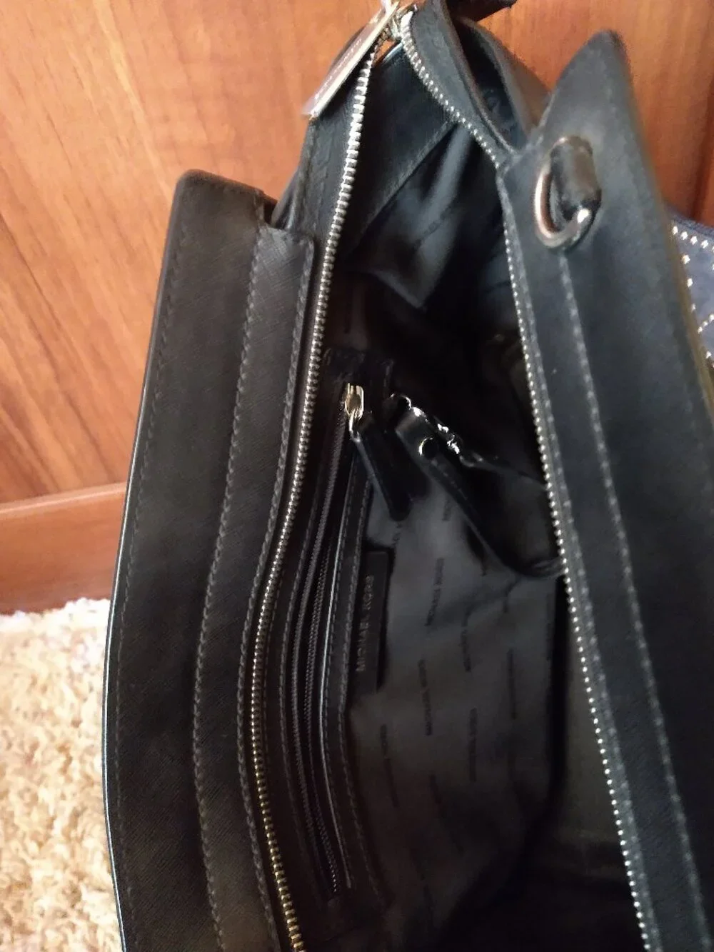 Michael Kors Black Studded Logo Satchel / Tote
